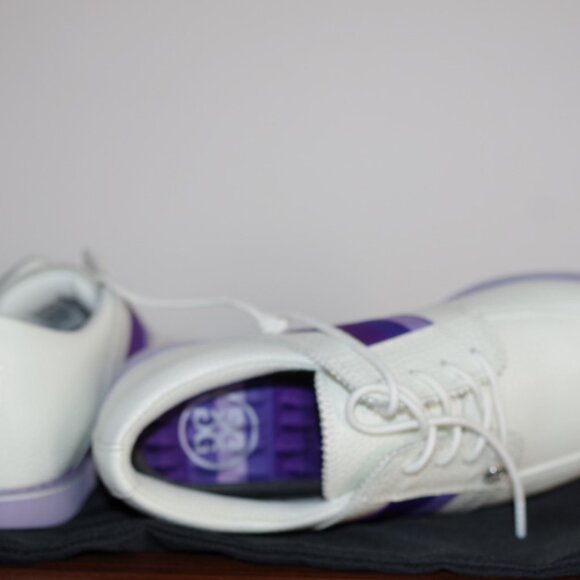 G/Fore Grosgrain Brogue Gallivanter Golf Ivory purple ladies shoes size 7,5 - Picture 7 of 9